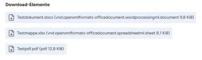 Screenshot Download-Elemente